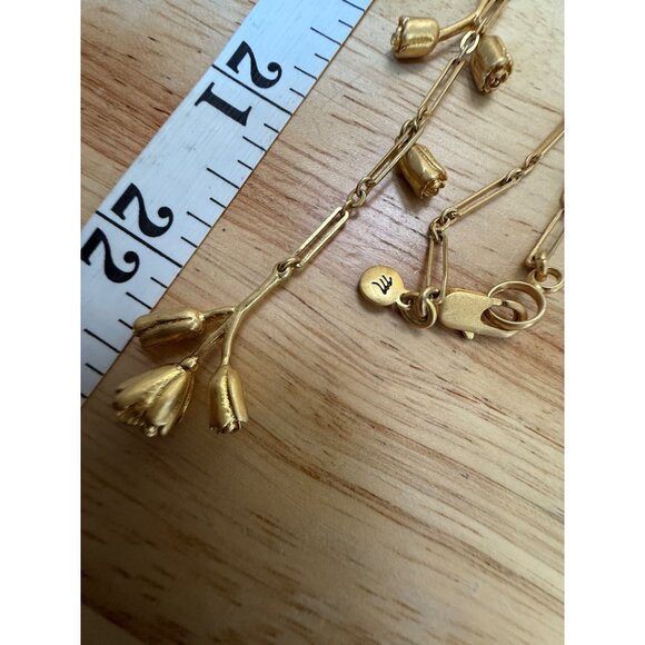 Madewell Gold-Tone Floral Drop Necklace - 22 Inches Long Lightweight Jewelry Pie - Picture 6 of 8